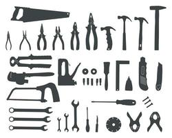 main outil silhouettes, outils silhouette, construction outils silhouette, outils svg vecteur
