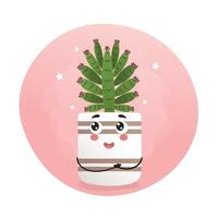 mignonne kawaii plante d'appartement, kawaii cactus, une cactus dans une pot, plante d'appartement, Accueil jardin, jardinage, plante amoureux, plante d'appartement magasin concept, serre vecteur