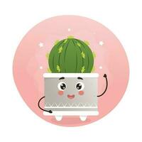 mignonne kawaii plante d'appartement, kawaii cactus, une cactus dans une pot, plante d'appartement, Accueil jardin, jardinage, plante amoureux, plante d'appartement magasin concept, serre vecteur