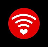le rouge cœur Valentin Wifi vecteur symbole.