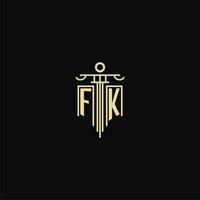 fk initiale monogramme pour avocats logo avec pilier conception des idées vecteur