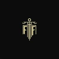 ff initiale monogramme pour avocats logo avec pilier conception des idées vecteur