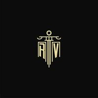 RV initiale monogramme pour avocats logo avec pilier conception des idées vecteur