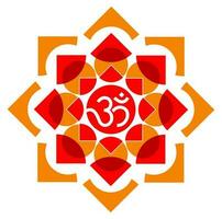hindou saint symbole om avec lotus icône. vecteur