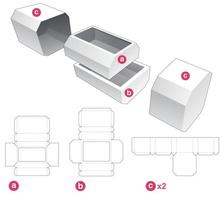 deux tiroirs chanfreinés et couvercle chanfreiné gabarit de découpe vecteur