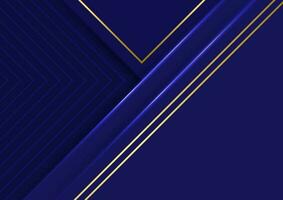 bleu géométrique luxe bannière présentation or ligne Contexte vecteur