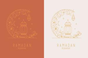 Ramadan kareem islamique salutation carte avec ligne art conception vecteur illustration