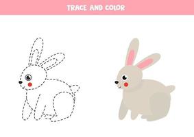 tracez et coloriez le lapin mignon. feuille de calcul de l'espace pour les enfants. vecteur