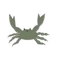 mignonne Crabe dans scandinave style sur une blanc Contexte. vecteur main tiré des gamins illustration. mer océan. sous-marin monde