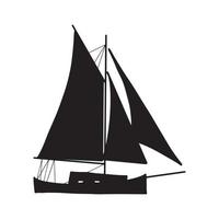 pêche bateau noir silhouette. petit navires dans plat conception. enfant jouet style. vecteur illustration sur blanc Contexte