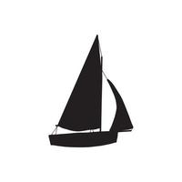 pêche bateau noir silhouette. petit navires dans plat conception. enfant jouet style. vecteur illustration sur blanc Contexte