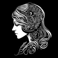 magnifique fille illustration étourdissant représentation de féminin la grâce et élégance. sa délicat Caractéristiques et captivant regard exsuder une intemporel beauté vecteur