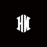 hn logo monogramme avec bouclier forme dessins modèle vecteur