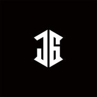 jg logo monogramme avec bouclier forme dessins modèle vecteur