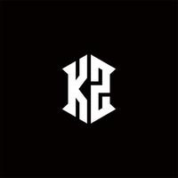 kz logo monogramme avec bouclier forme dessins modèle vecteur