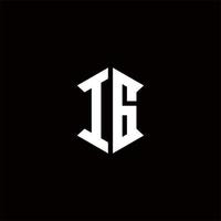 ig logo monogramme avec bouclier forme dessins modèle vecteur