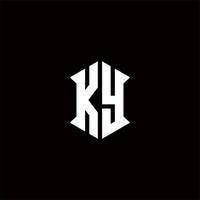 ky logo monogramme avec bouclier forme dessins modèle vecteur