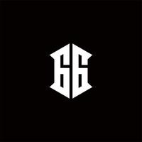 gg logo monogramme avec bouclier forme dessins modèle vecteur