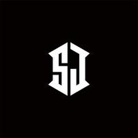 sj logo monogramme avec bouclier forme dessins modèle vecteur