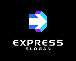 vers l'avant La Flèche droite direction Express vite livraison livraison recouvrir coloré vecteur logo conception