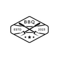 vecteur conception emblème barbecue avec franchi fourches et flamme logo conception modèle parfait pour restaurant ancien style