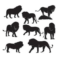 collection de main tiré silhouettes de Lion le Roi de le jungle vecteur