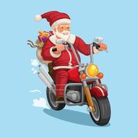 Père Noël claus équitation moto dessin animé illustration vecteur