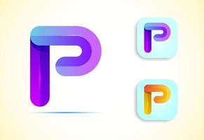 abstrait origami lettre p logo conception modèle. plat style application icône. vecteur illustration