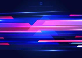 Mouvement géométrique abstrait bleu et rose avec éclairage lueur colorée sur style moderne de technologie fond sombre vecteur