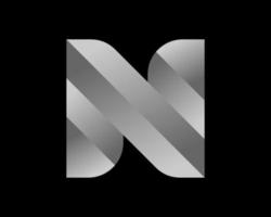 lettre n initiales argent le fer pente brillant élégant luxe moderne monogramme icône vecteur logo conception