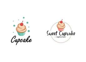 logo de gâteau sucré icône du logo de cupcake vecteur