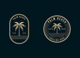 modèle de conception de logo vectoriel avec palmier - insigne et emblème abstraits d'été et de vacances