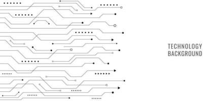 Circuit imprimé de ligne noire sur le concept technologique de fond blanc vecteur