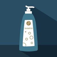 shampooing bouteille avec longue ombre dans plat style vecteur illustration. Facile shampooing bouteille clipart dessin animé style, main tiré griffonnage style. personnel hygiène cosmétique produit mignonne vecteur illustration