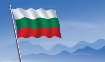 Bulgarie drapeau avec Contexte de montagnes et ciel bleu ciel vecteur