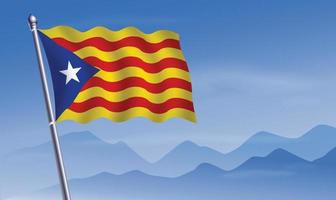 Catalogne drapeau avec Contexte de montagnes et ciel bleu ciel vecteur