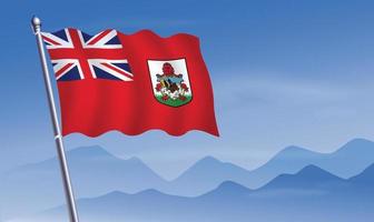 Bermudes drapeau avec Contexte de montagnes et ciel bleu ciel vecteur
