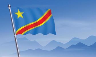 Congo drapeau avec Contexte de montagnes et bleu ciel vecteur