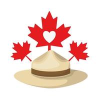 chapeau de feuille d'érable et conception de symbole du canada vecteur