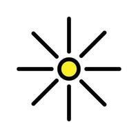 icône de ligne de soleil isolé sur fond blanc. icône noire plate mince sur le style de contour moderne. symbole linéaire et trait modifiable. illustration vectorielle de trait parfait simple et pixel. vecteur