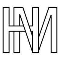 logo signe hum mh icône nft, entrelacé des lettres m h vecteur