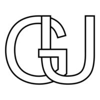 logo signe gu euh icône nft entrelacé des lettres g u vecteur