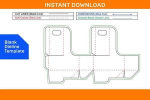 du vin boîte avec manipuler dieline modèle et 3d boîte conception Vide dieline modèle vecteur