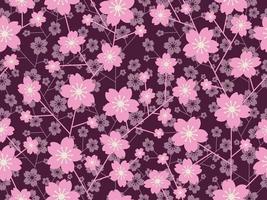 motif floral de fleur de cerisier sans soudure isolé sur fond noir, illustration vectorielle. vecteur