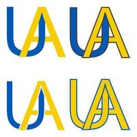 ua des lettres icône signe Ukraine ensemble , drapeau Couleur Ukraine Jaune bleu ua vecteur