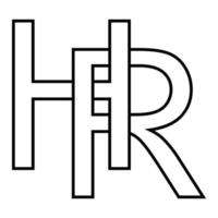 logo signe heure rh icône, nft entrelacé des lettres r h vecteur