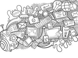 art mural conceptuel doodle, tas désordonné de gadgets vecteur