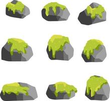 élément de Montagne et forêt. ensemble de rochers avec herbe ou mousse pour paysage vue - dessin animé illustration vecteur