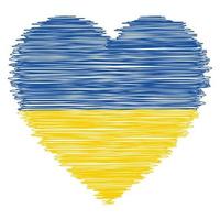 l'amour pour Ukraine, cœur tiré avec une stylo, griffonnage nationale drapeau Ukraine vecteur