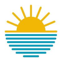 logo Soleil bassin océan, icône l'eau ciel plage été Voyage vecteur
